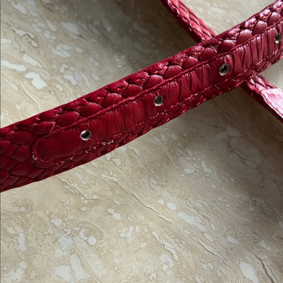 Christian Dior Red Woven Leather Belt Vintage Dior Aniline Cowhide - Picture 4 of 8